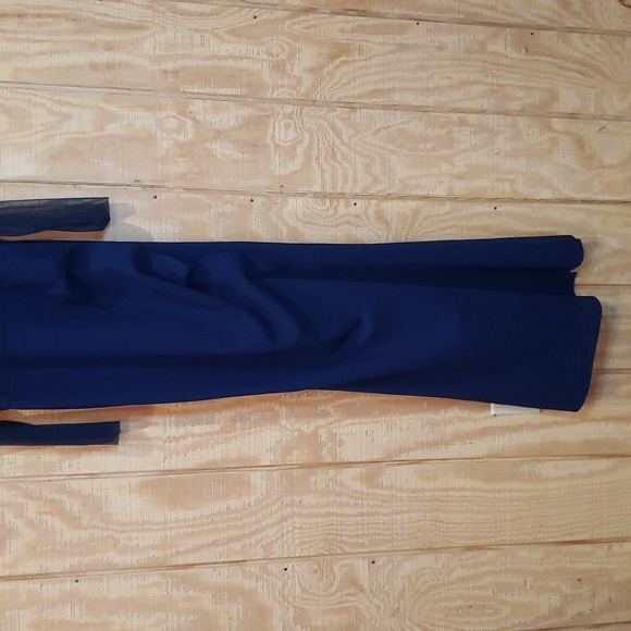 Chiara Boni NWT La Petite Robe Maylys Illusion Sleeve Navy Maxi Gown Dress Sz 16 - Picture 4 of 11